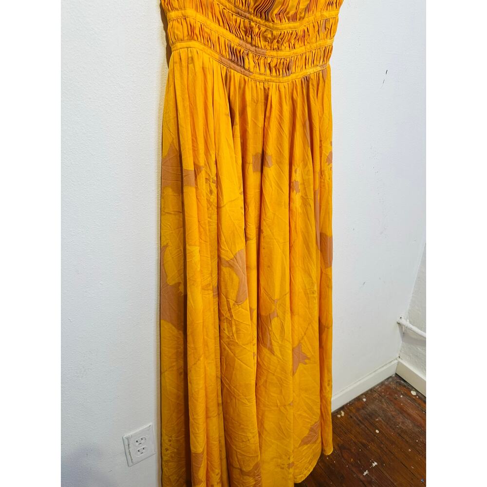 SLATE & WILLOW Yellow Orange Sunset Floral Strapless Pleated Dress size 10 - Picture 9 of 16